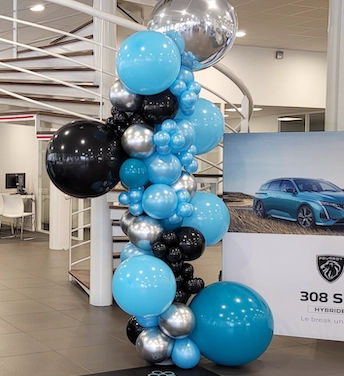 Colonne organique bleu et argent